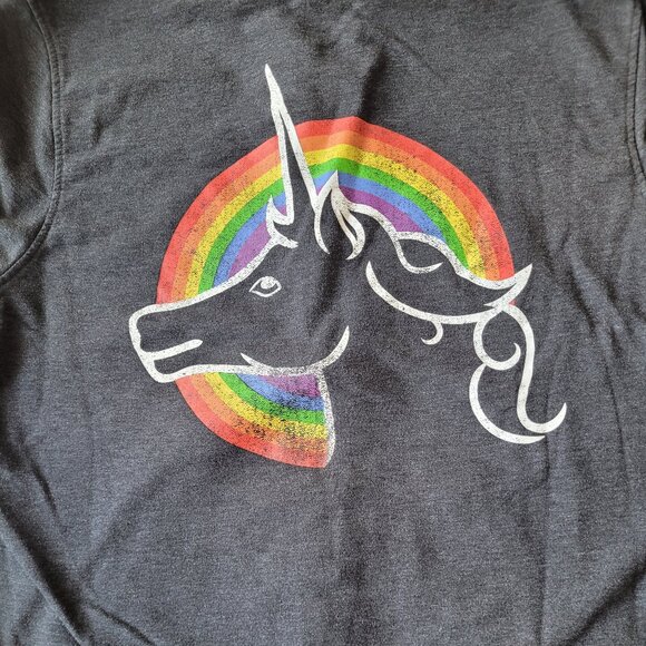 Pride Love Wins Full-Zip Gray Hoodie Rainbow Unicorn LGBTQ XL Extra Large - Picture 1 of 10